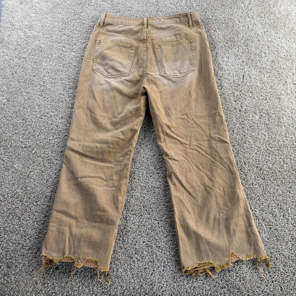 VERVET Wide Leg Jeans Womens 29 Light Wash Beige Distressed Relaxed Denim - Picture 5 of 13